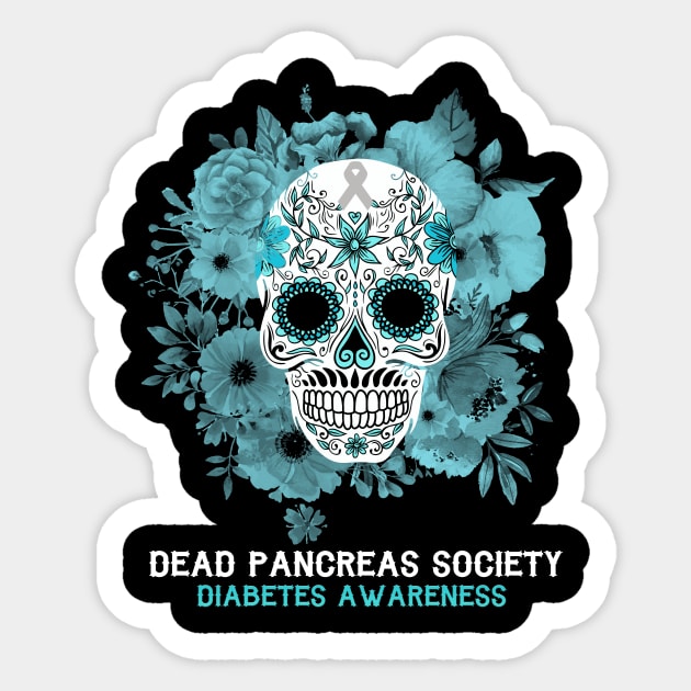 Dead pancreas society Skull Diabetes awareness Sticker by GillTee